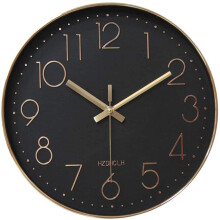 (Black Gold) Wall Clock 12 Inch Silent Non Ticking Clock for Living Room Bedroom Kitchen Office
