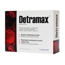 Detramax 60tabl: micronized flavonoid fraction 90/10 (diosmin/hesperidin) + grape leaf & grape seed extracts, vitamin C for vascular health