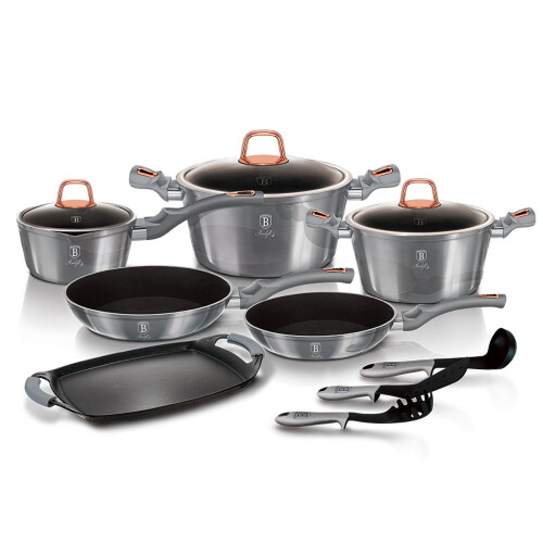 (Moonlight/Silver) Berlinger Haus 12 Pc Cookware Set Pots and Pans 2