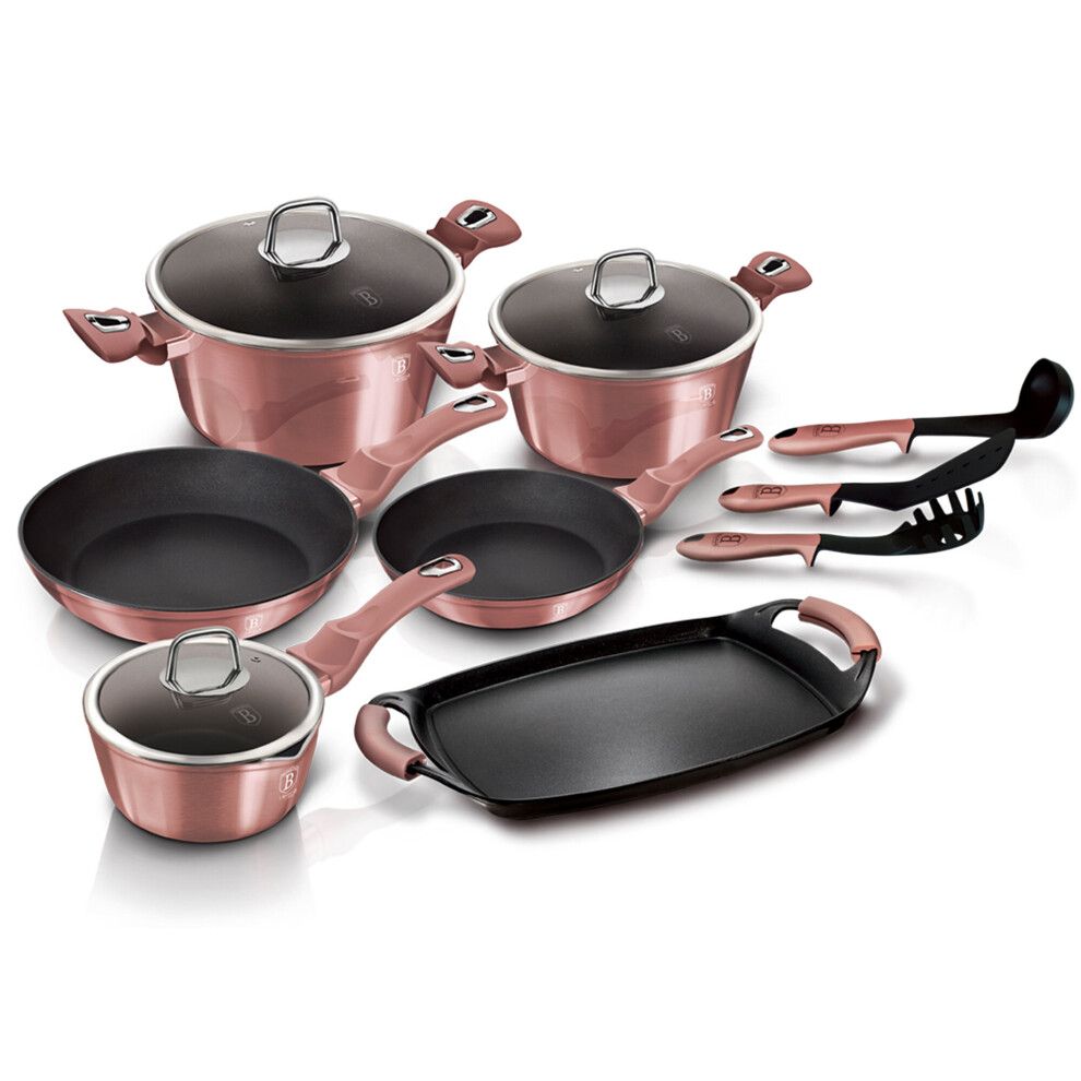 (Rose) Berlinger Haus 12 Pc Cookware Set Pots and Pans