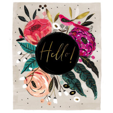 Floral Hello! Flowers & Gold Foil Blank Greeting Card Almanac Florrie Cards
