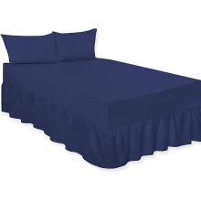 (Navy Blue, Single) Luxury Percale Plain Dyed Polycotton Easy Care Fitted Valance Sheet Ideal for Bed Room Home Decor Available in 18 colours