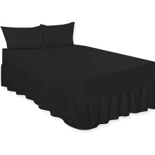 (Black, King) Luxury Percale Plain Dyed Polycotton Easy Care Fitted Valance Sheet Ideal for Bed Room Home Decor Available in 18 colours