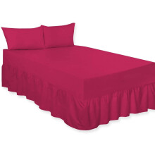 (Fuschia, Double) Luxury Percale Plain Dyed Polycotton Easy Care Fitted Valance Sheet Ideal for Bed Room Home Decor Available in 18 colours