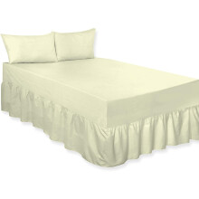 (Cream, Double) Luxury Percale Plain Dyed Polycotton Easy Care Fitted Valance Sheet Ideal for Bed Room Home Decor Available in 18 colours