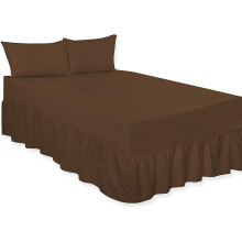 (Chocolate, Double) Luxury Percale Plain Dyed Polycotton Easy Care Fitted Valance Sheet Ideal for Bed Room Home Decor Available in 18 colours