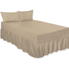 (Latte, Super King) Luxury Percale Plain Dyed Polycotton Easy Care Fitted Valance Sheet Ideal for Bed Room Home Decor Available in 18 colours