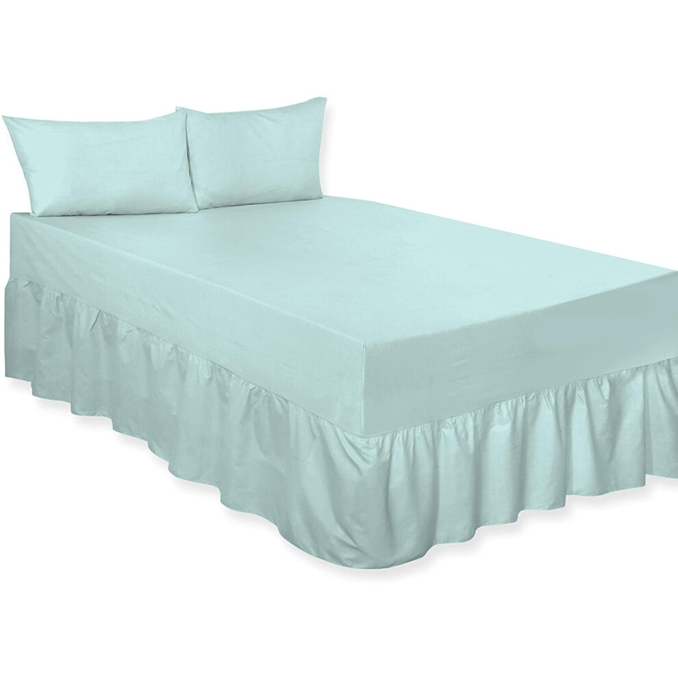 (Duck Egg , King) Luxury Percale Plain Dyed Polycotton Easy Care Fitted Valance Sheet Ideal for Bed Room Home Decor Available in 18 colours