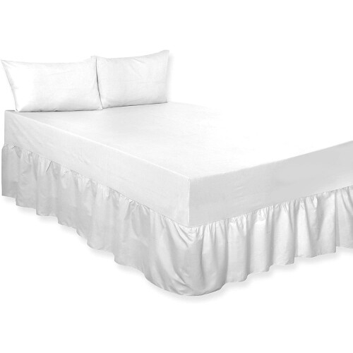 (Fitted Valance sheet (White.Super King)) Luxury Percale Plain Dyed
