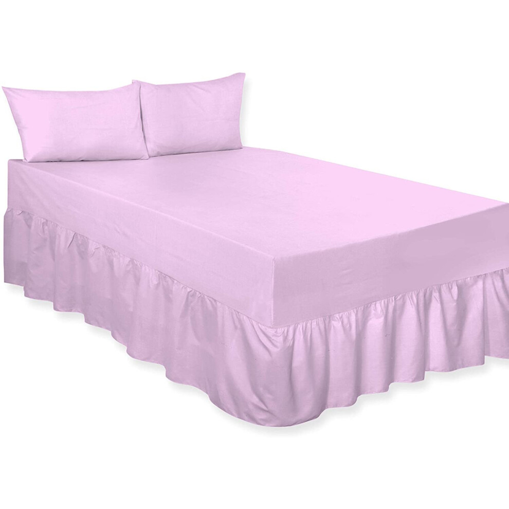 (Lilac, Single) Luxury Percale Plain Dyed Polycotton Easy Care Fitted Valance Sheet Ideal for Bed Room Home Decor Available in 18 colours-image-OPC-P7QNWX7-NEW
