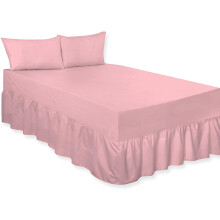 (Pink, Double) Luxury Percale Plain Dyed Polycotton Easy Care Fitted Valance Sheet Ideal for Bed Room Home Decor Available in 18 colours