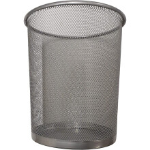 Circular Mesh Wastebasket Trash Can, Waste Basket Garbage (SILVER)