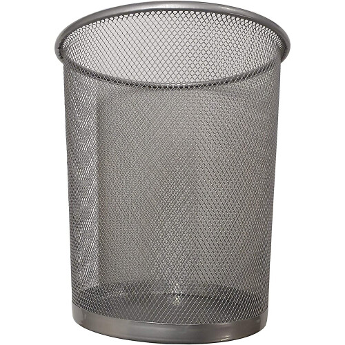 Circular Mesh Wastebasket Trash Can, Waste Basket Garbage  (SILVER)