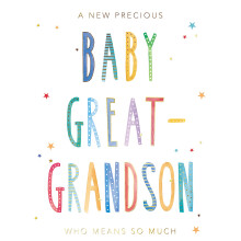 New Baby Great- Grandson Bundle Of Joy  Greeting Card Blooming Wishes Cards
