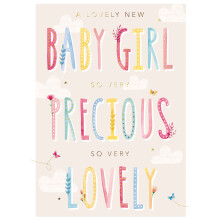 New Baby Girl So Very Precious New Baby Greeting Card Blooming Wishes Cards