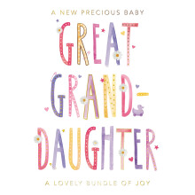 New Baby Great-Granddaughter Bundle Of Joy Greeting Card Blooming Wishes Cards