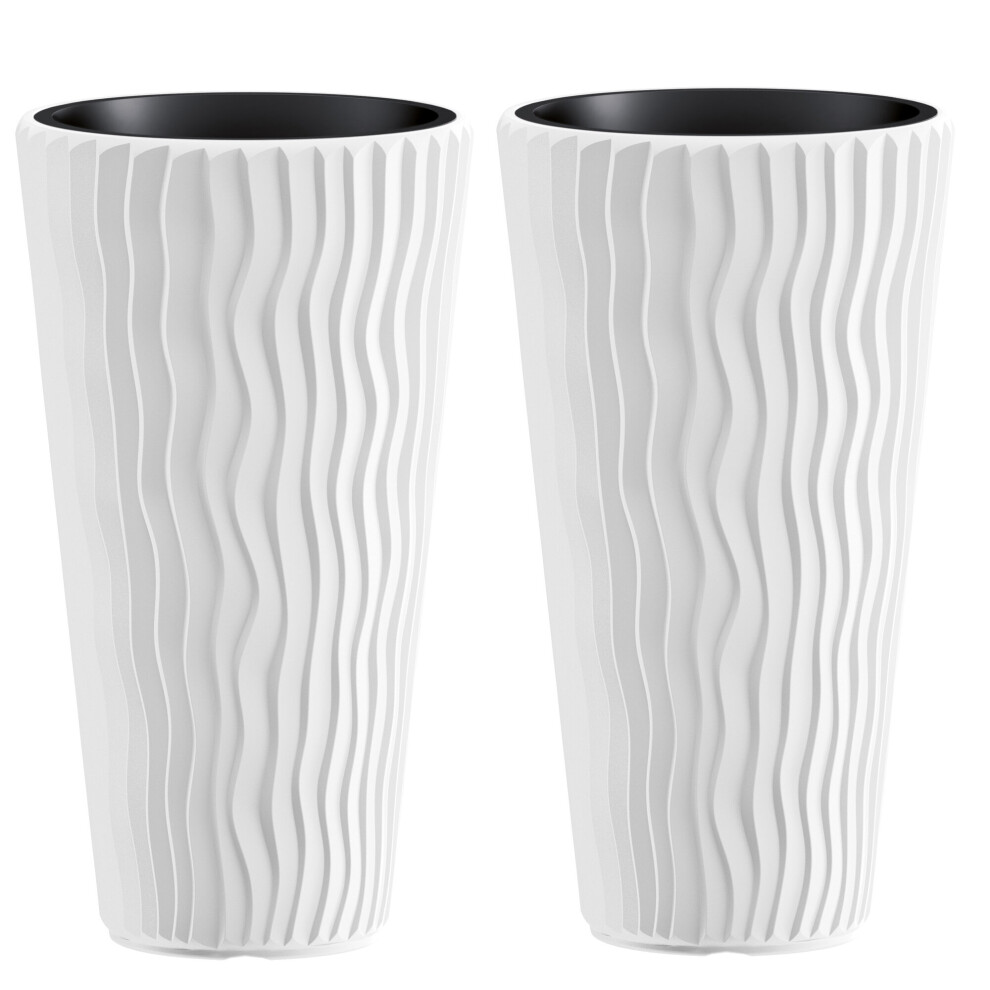 Urbn-Garden (, 2) Stunning Sandy Slim Large Plant Pot Flower Planters Indoor Outdoor Garden White