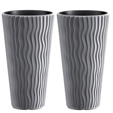 (Stone Grey, 2) Stunning Sandy Slim Large Plant Pot Flower Planters Indoor Outdoor Garden