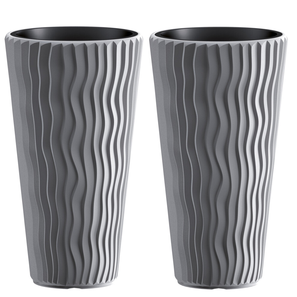 Urbn-Garden (Stone 2) Stunning Sandy Slim Large Plant Pot Flower Planters Indoor Outdoor Garden Grey