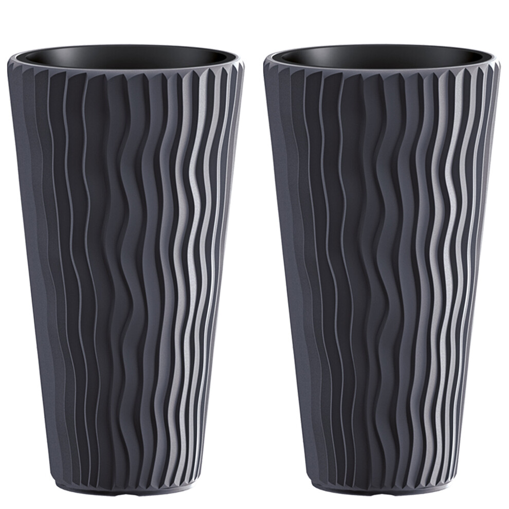 Urbn-Garden (, 2) Stunning Sandy Slim Large Plant Pot Flower Planters Indoor Outdoor Garden Anthracite