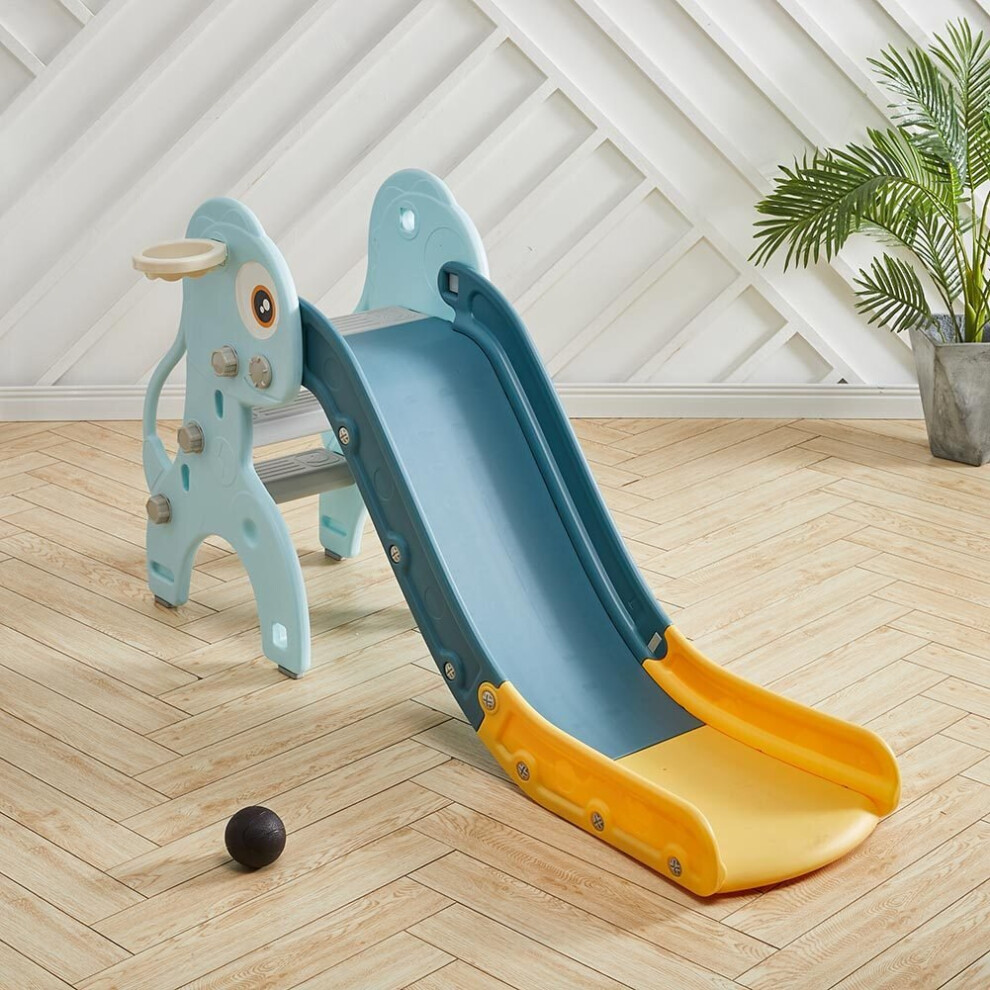 Freestanding Kids Slide Climber Indoor Outdoor Toy Basketball Hoop