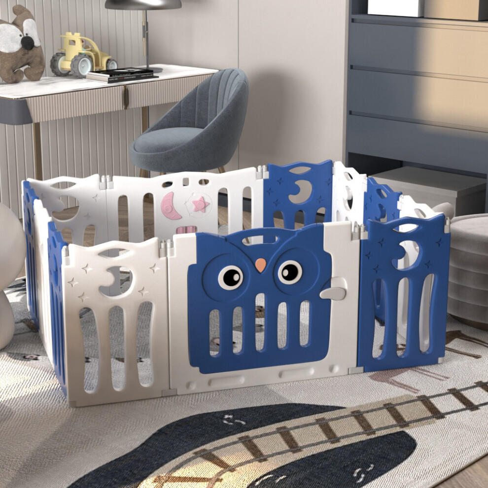 (Blue, 143*106*63cm) Baby Toddler Playpen Safety Play Activity Fence Folding Infant Play Yard