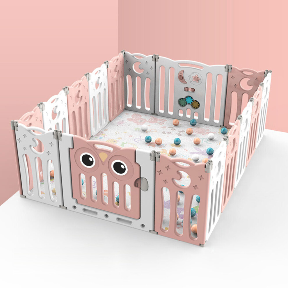 (Pink, 143*179*63cm) Baby Toddler Playpen Safety Play Activity Fence Folding Infant Play Yard