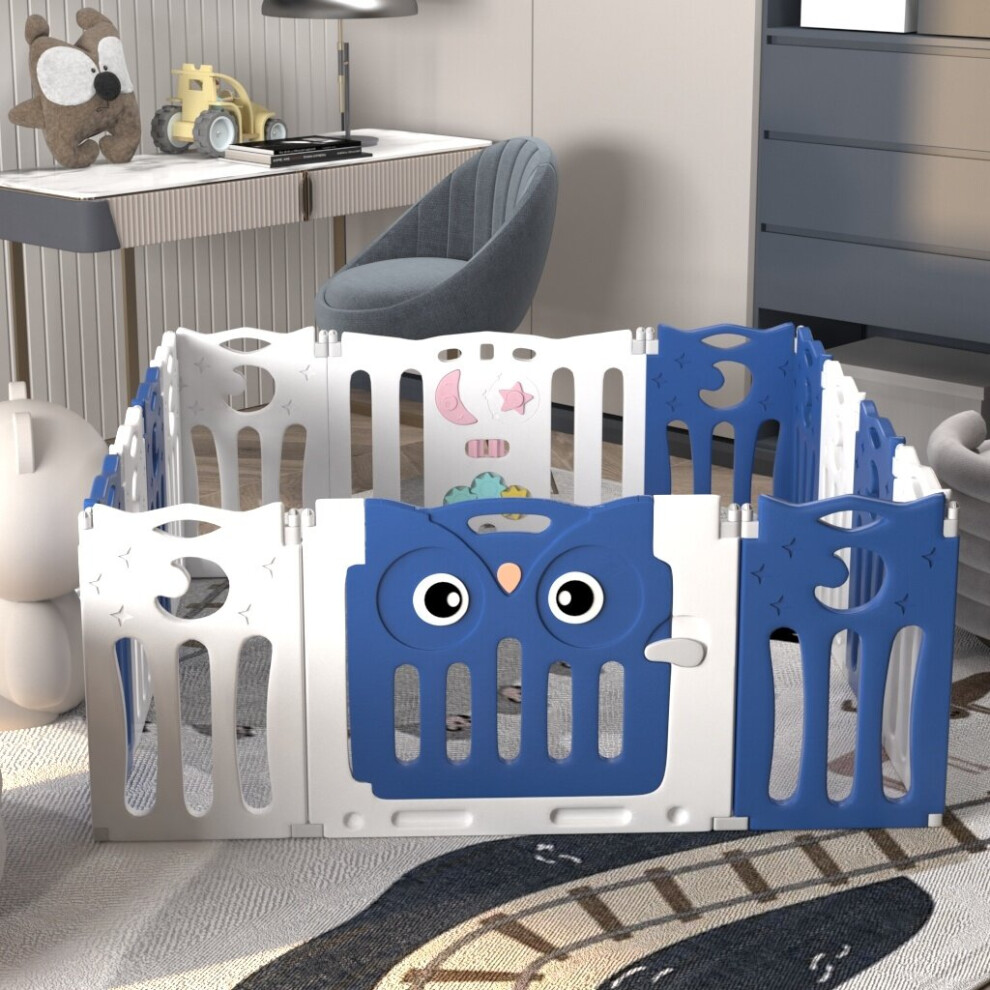 (Blue, 143*143*63cm) Baby Toddler Playpen Safety Play Activity Fence Folding Infant Play Yard