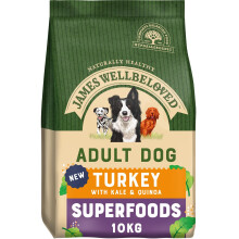 James Wellbeloved Superfoods Adult Dog Food Turkey, Kale & Quinoa – Naturally Hypoallergenic, 10kg (425800)