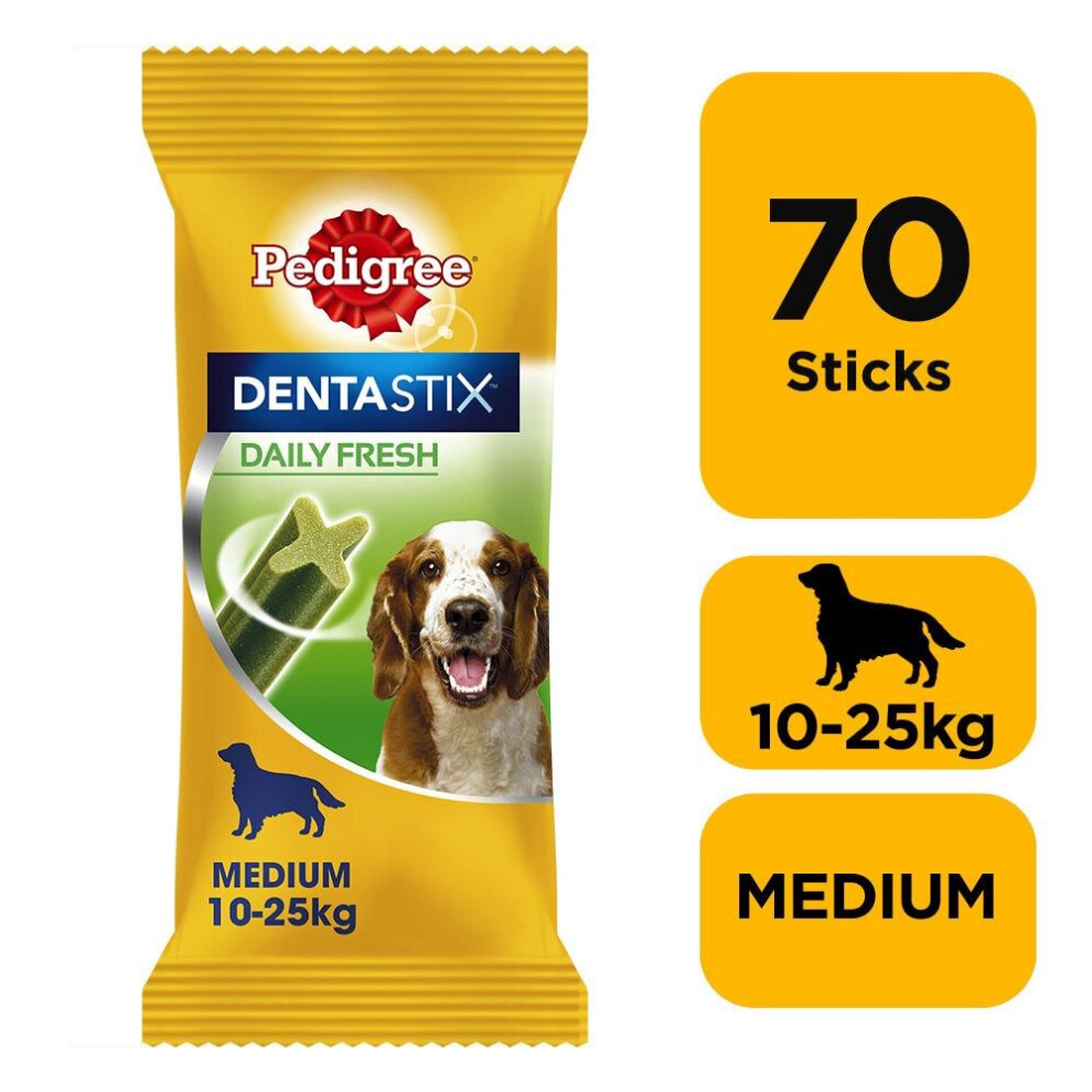 Pedigree 70 Dentastix Fresh Adult Medium Dog Treats 70 Dental Sticks Dog Chews