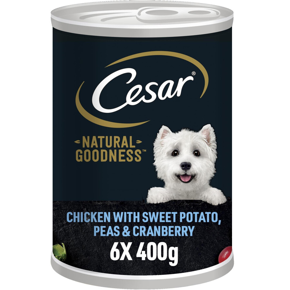Cesar 6 X 400G Natural Goodness Adult Wet Dog Food Tin Chicken & Veg In Loaf