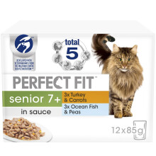 Perfect Fit Senior 7+ Cat Pouches in Sauce - Mixed Flavours, 48 x 85g (426058)