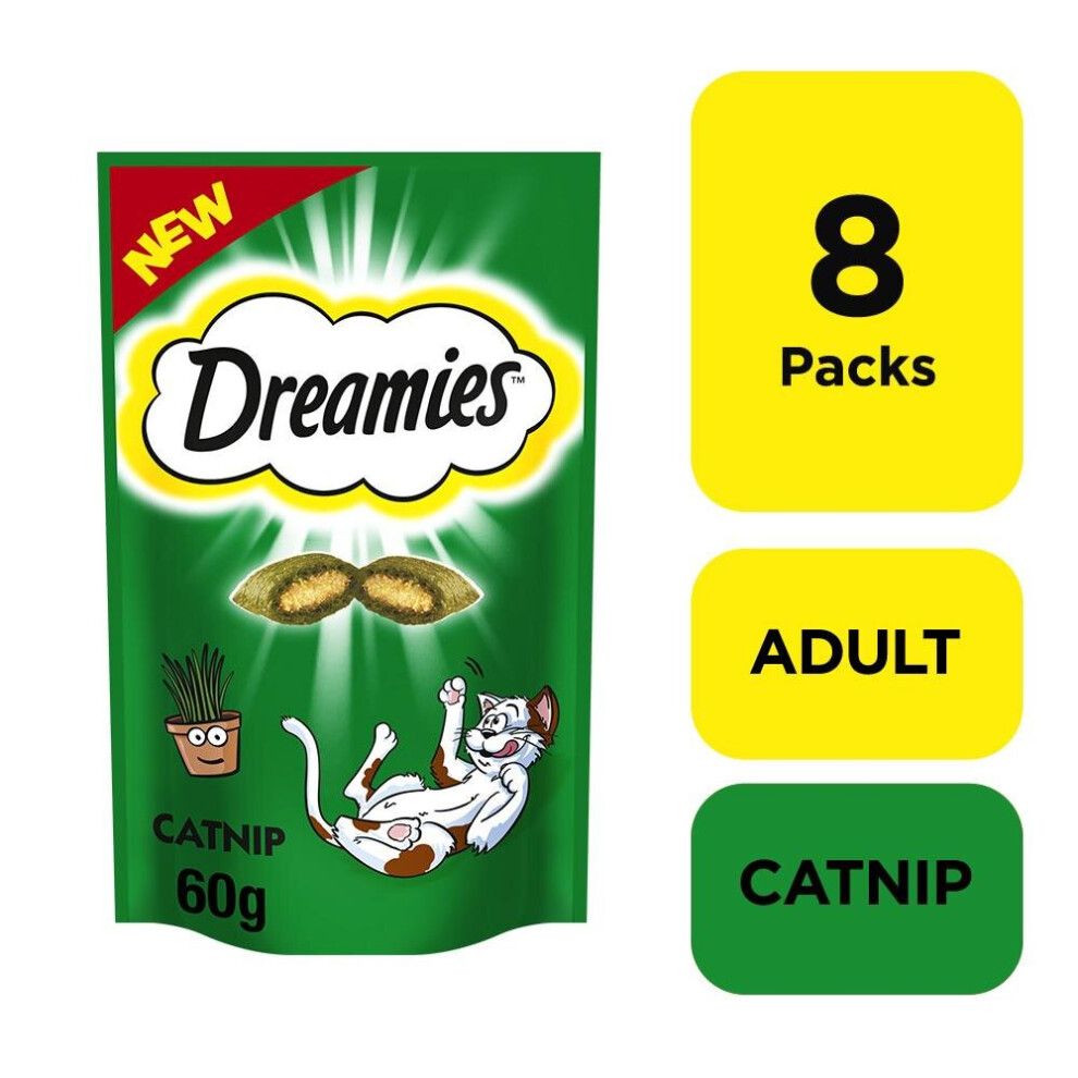 8 x 60g Dreamies Cat Treats Biscuits Catnip Flavour with Vitamins & Minerals-image-OPC-P7R2K7X-NEW