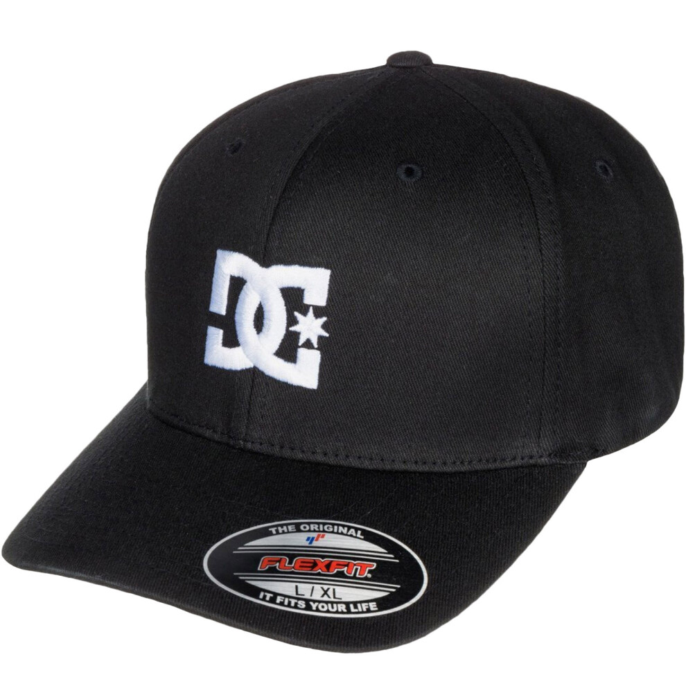 Dc (L/Xl, ) Shoes Mens Cap Star X-Fit Flexifit Curved Visor Baseball Cap Hat Black