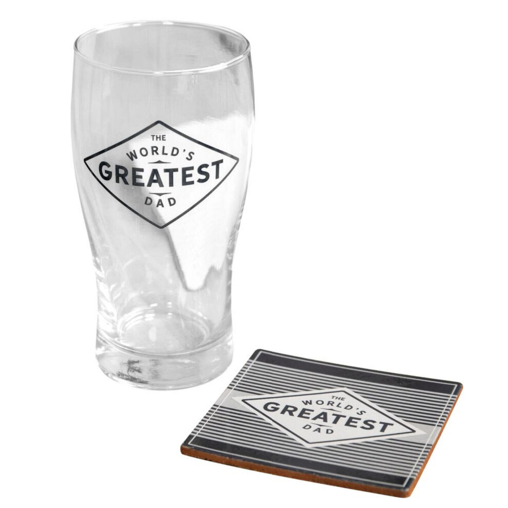 Pint Glass and Coaster Set - Birthday / Father's Day - World's Greatest Dad