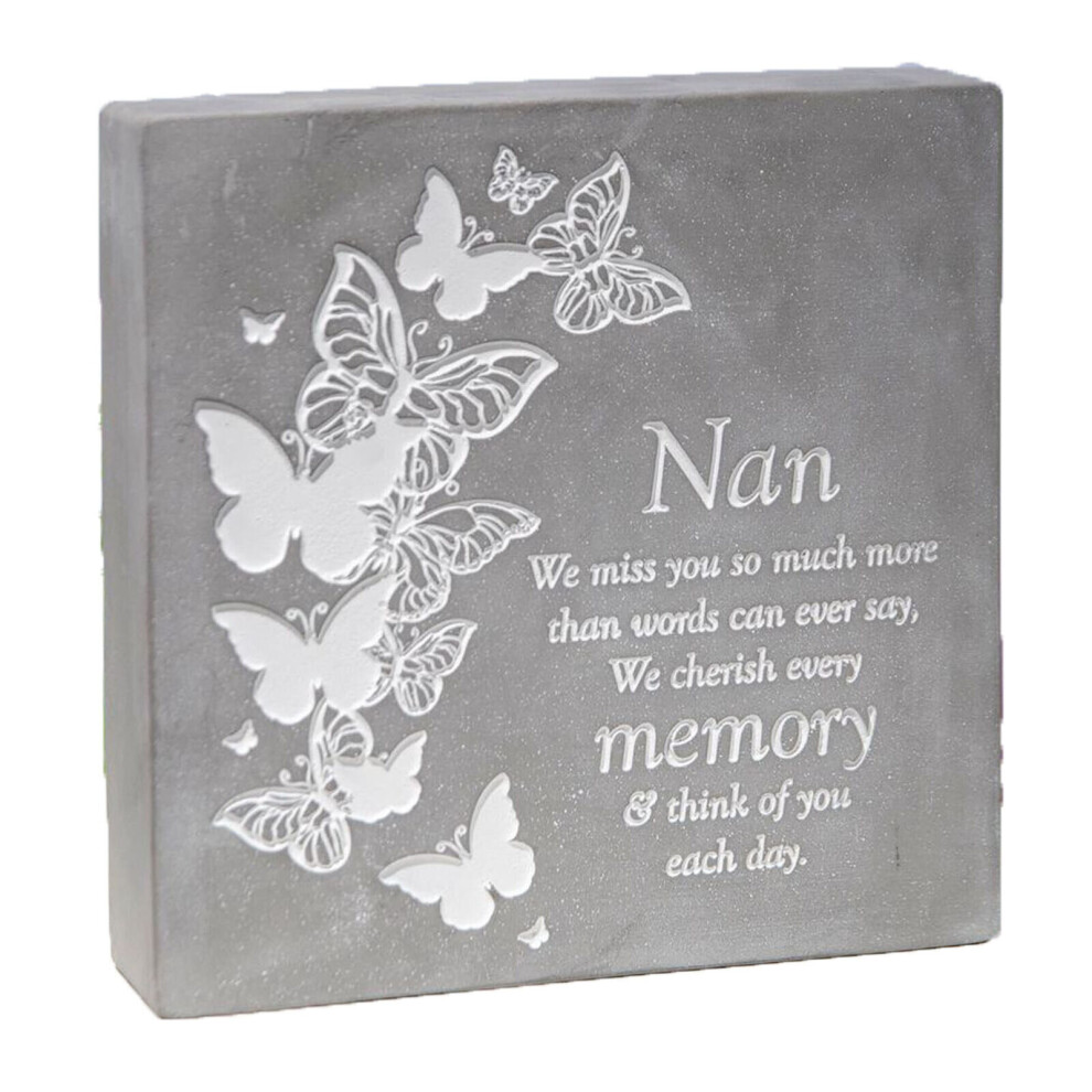 Thoughts of You Graveside Memorial Concrete Butterfly Plaque - Nan