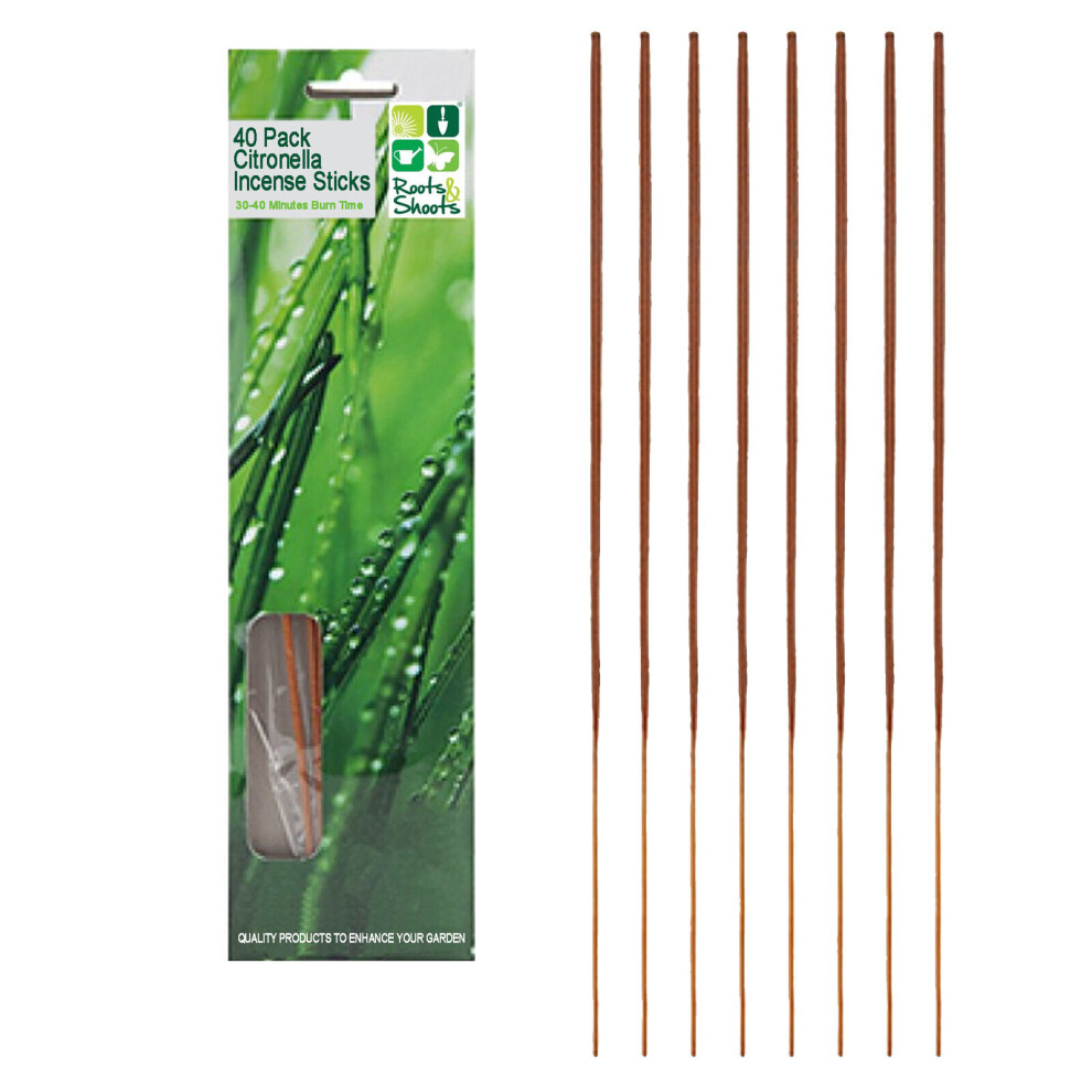 Roots and Shoots 40 Pack Citronella Incense Sticks Outdoor Garden Anti Bug Fly Mosquito