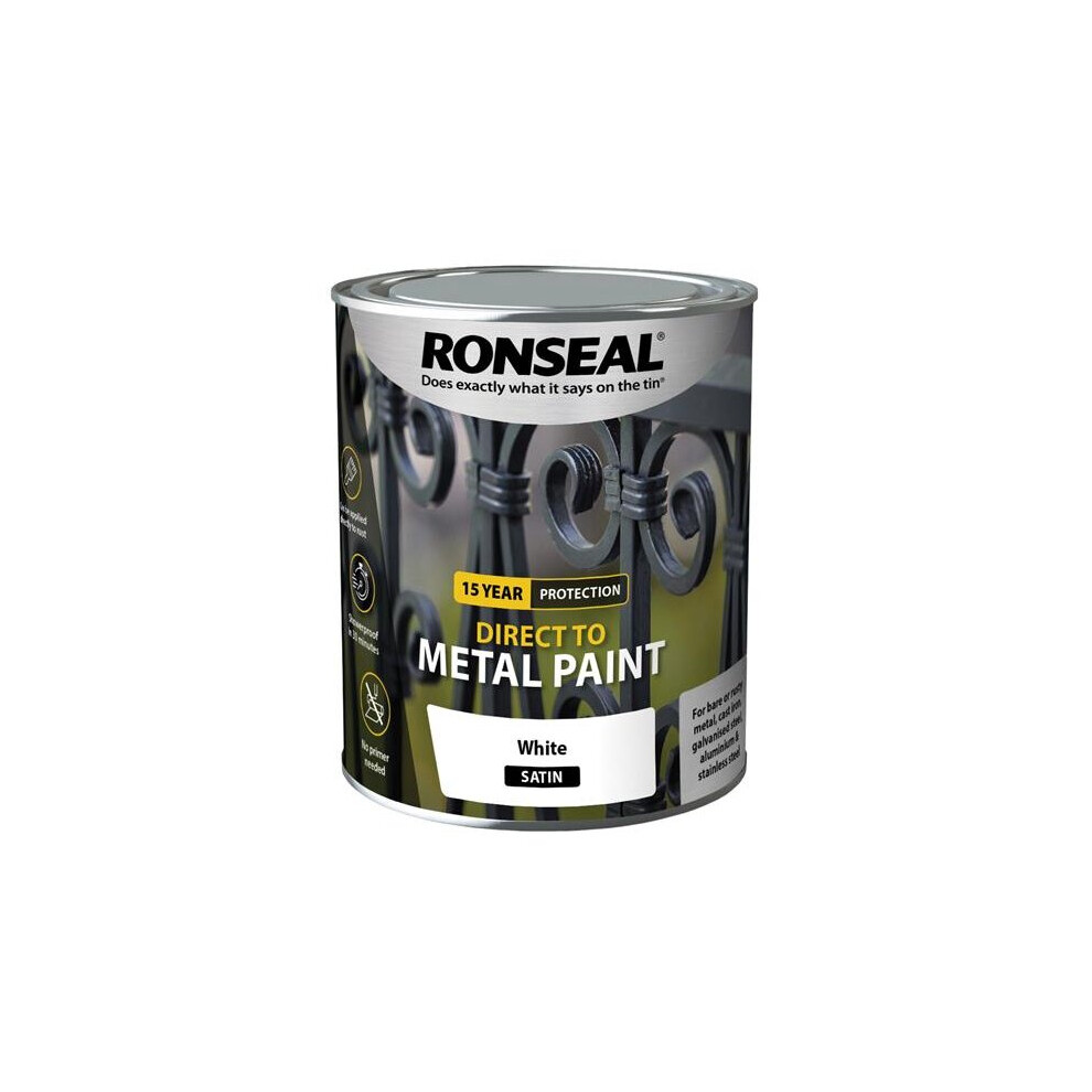 Ronseal Direct to Metal Paint White Satin 750ml 39199