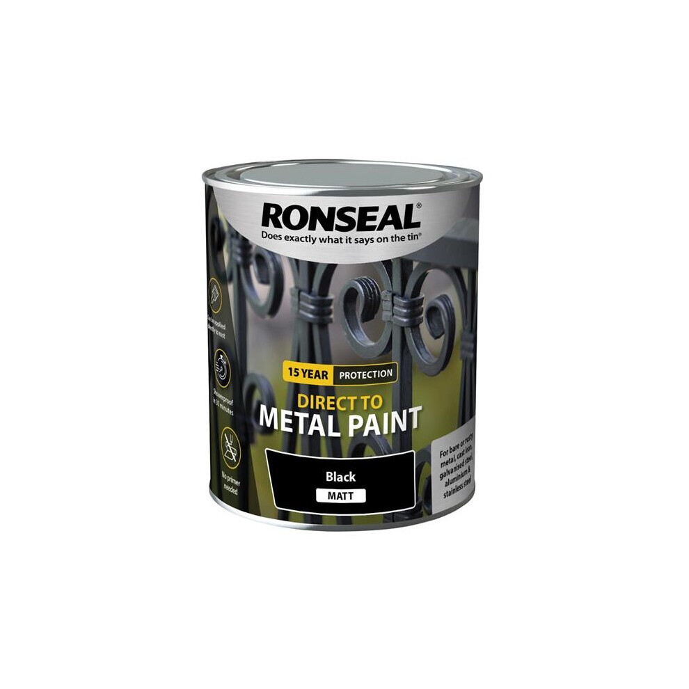 Ronseal Direct to Metal Paint Black Matt 750ml 39197