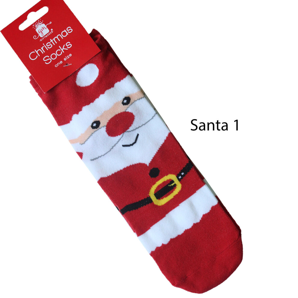 Novelty Christmas Socks - One Size - Santa 1 Design