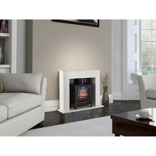 Warmlite Warmlite WL45037W Ealing 1.8KW Compact Stove Fire Suite, White 1