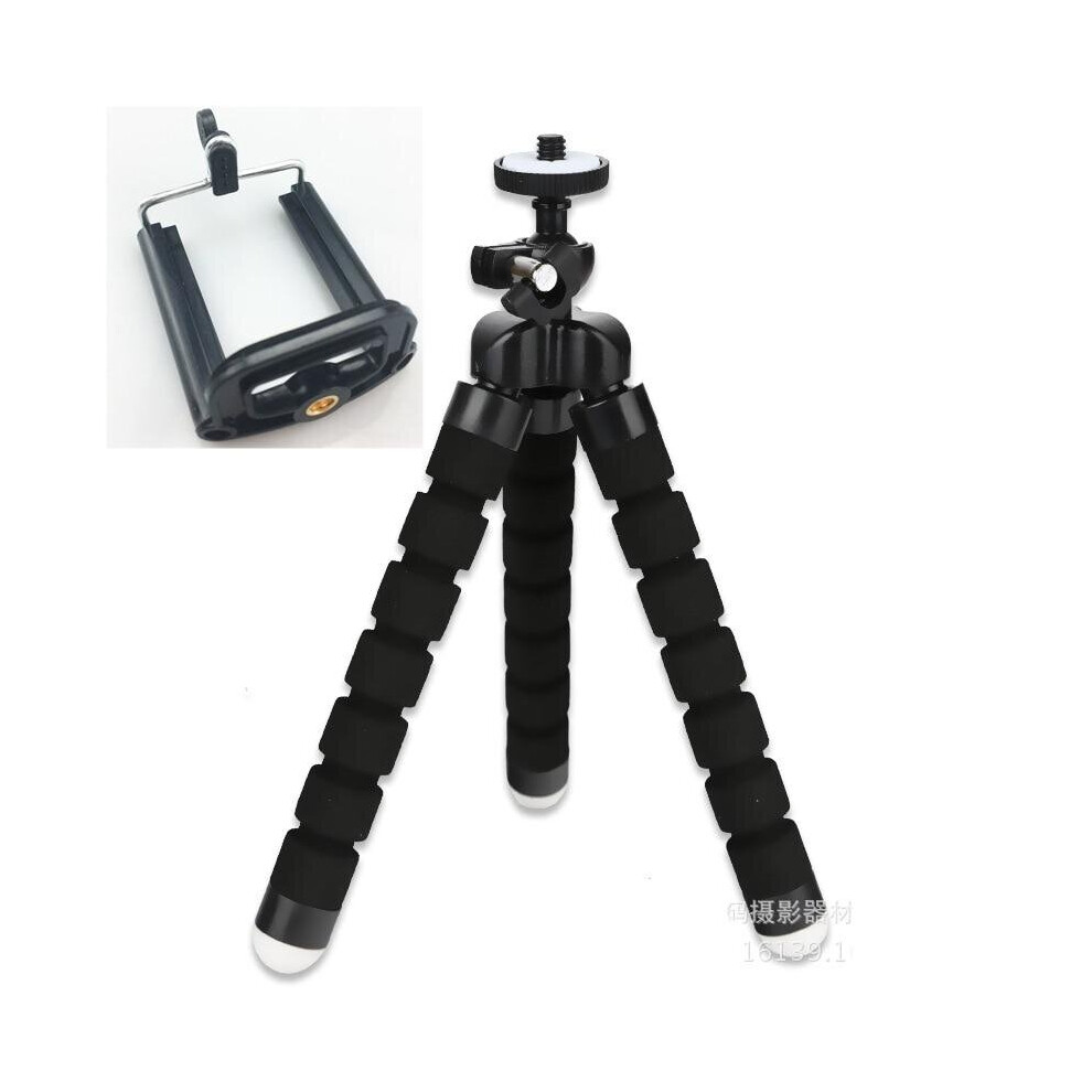 (black and clip) Phone Tripod Holder, Clip Stand, Flexible Sponge, Octopus Mini For Camera
