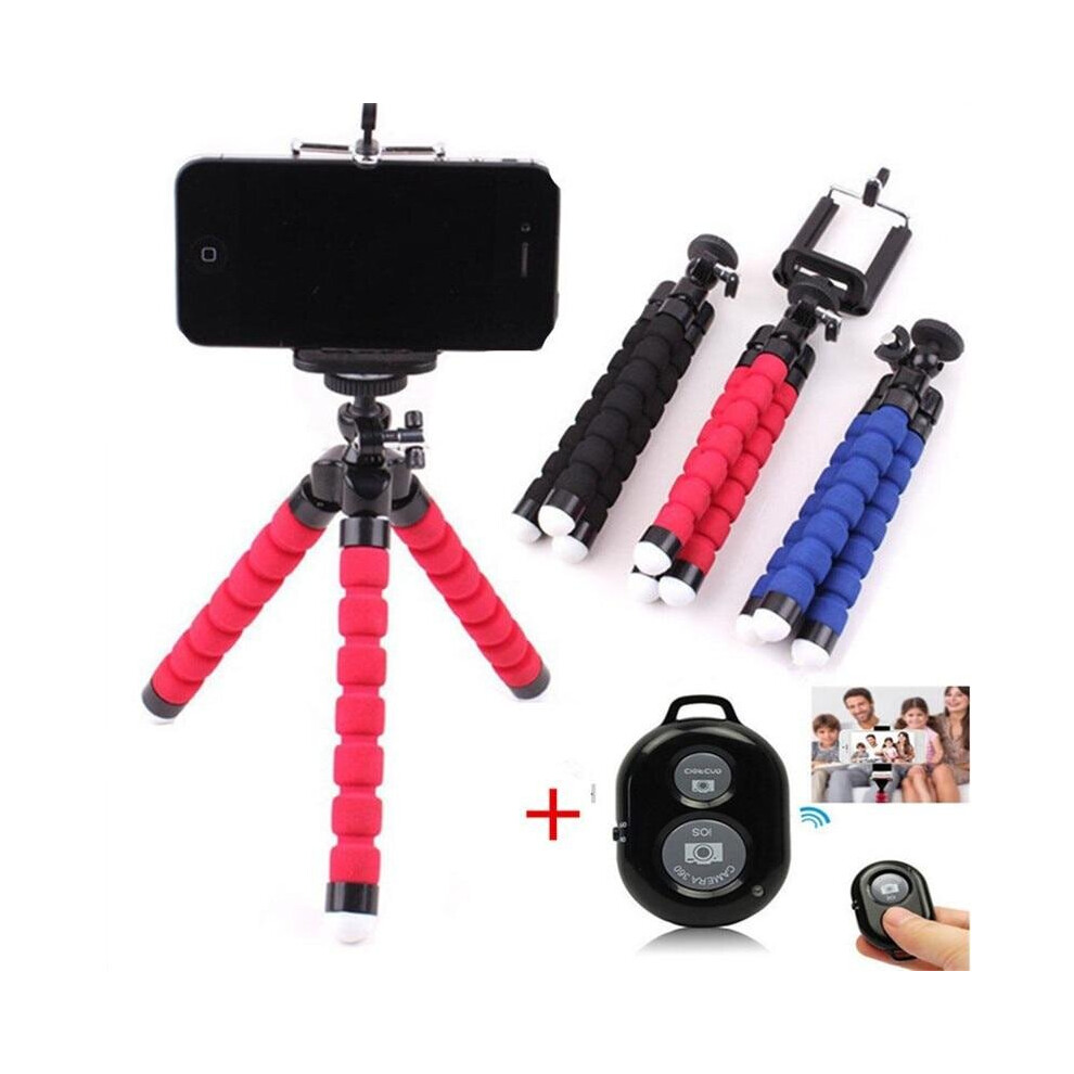 (Remote Shutter) Flexible Sponge Octopus Phone Tripod Stand Mount Selfie Stick Or Bluetooth Remote Shutter Self-Timer Tripod Bracket For Android 3503945121368