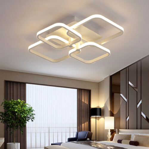 Living And Home (Suqare, 4 Heads) Modern Dimmable LED Chandelier Ceiling Light with Remote