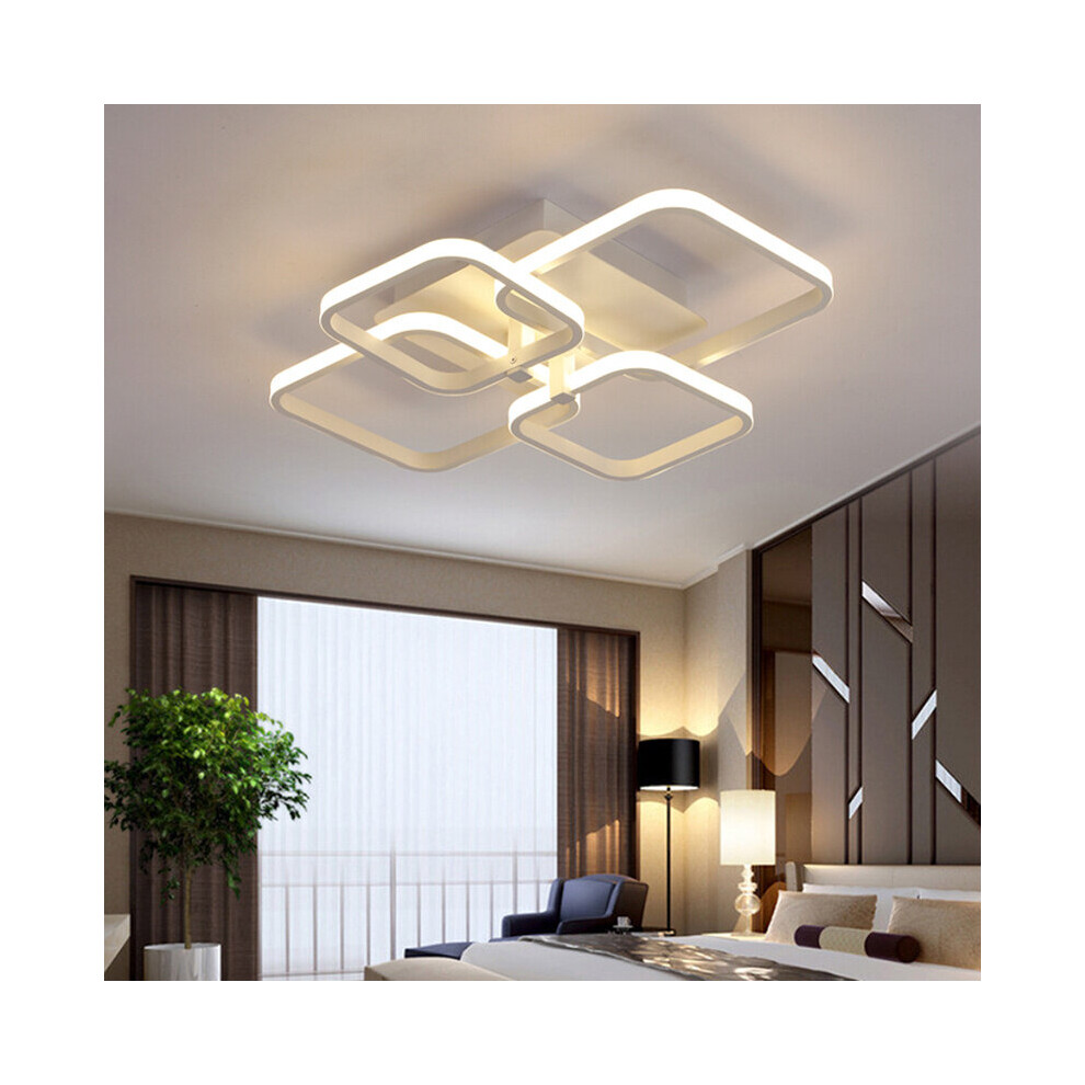 (Suqare, 4 Heads) Modern Dimmable LED Chandelier Ceiling Light with Remote