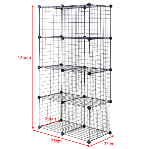 Gymax 12 Cube Storage Shelf Rack DIY Wire Grid Display Cabinet Organiser 2