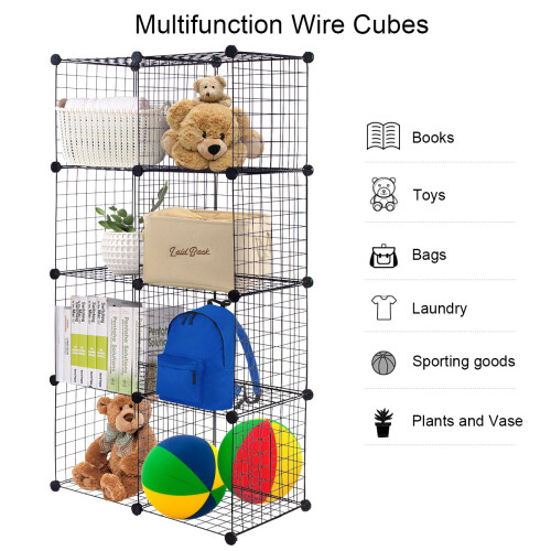 Gymax 12 Cube Storage Shelf Rack DIY Wire Grid Display Cabinet Organiser 1