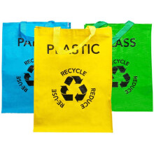 Set of 3 Large Multicoloured Heavy Duty Reusable Recycle Bags 53L
