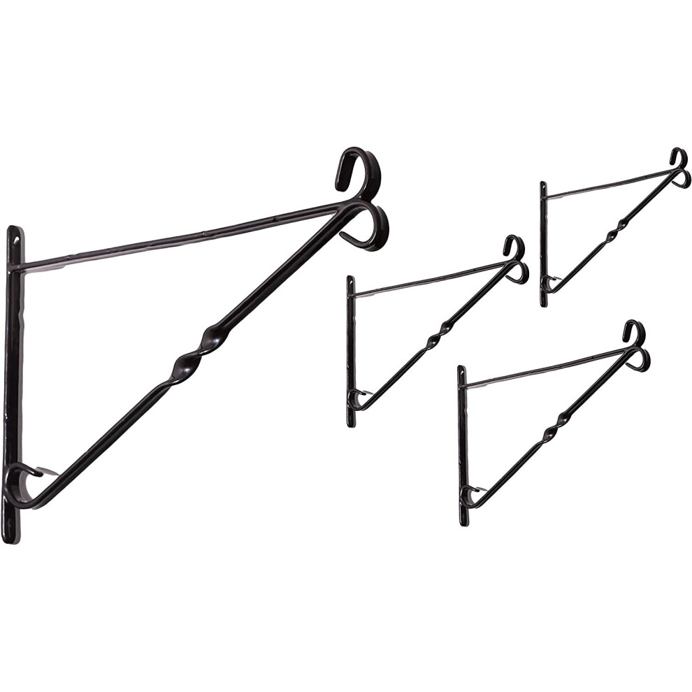 (12 Inch) Pack of 4 Garden Hanging Basket Metal Wall Bracket