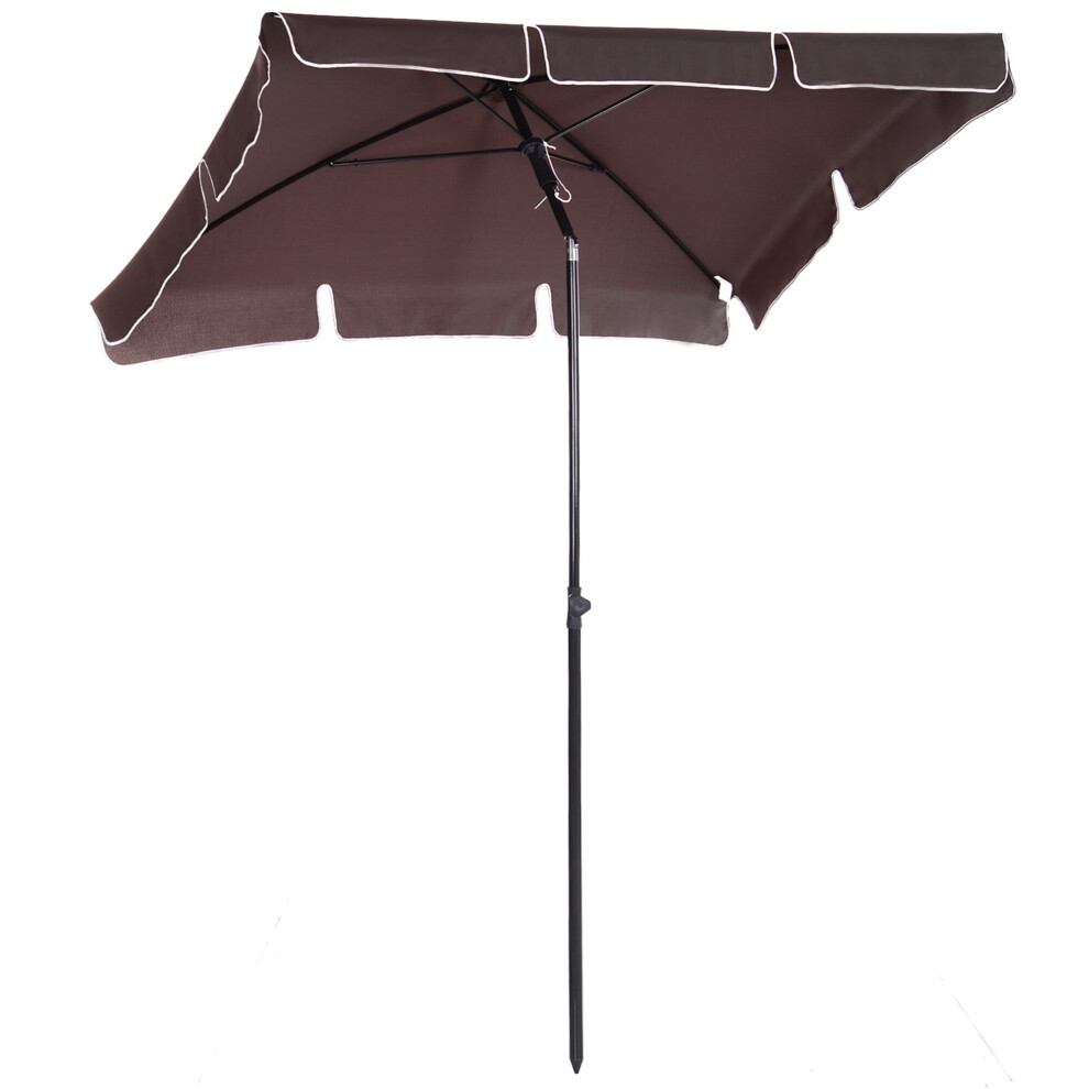 Outsunny Aluminium Sun Umbrella Parasol Patio Rectangular 2M X 1.3M Brown